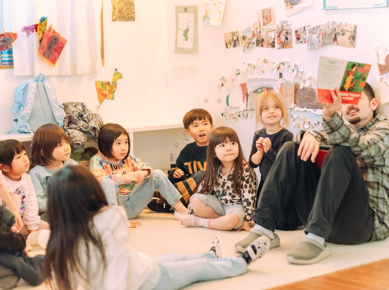 Children gathered together for picture-book reading time